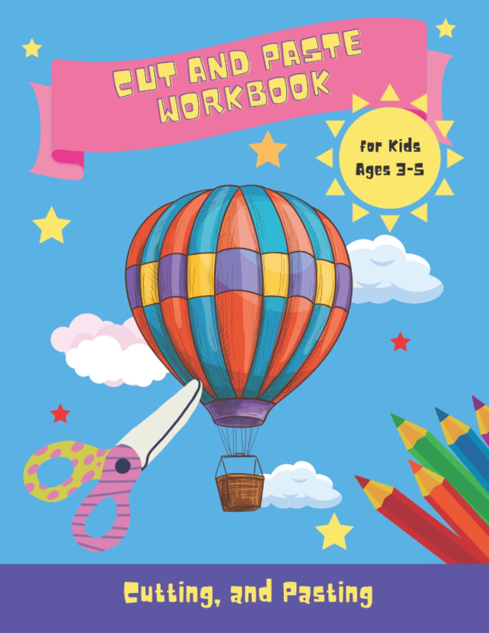 Cut and Paste Workbook for kids practicing scissors skills