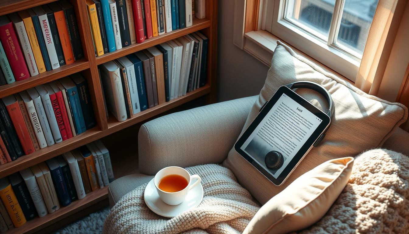 e-book reader im lesezimmer